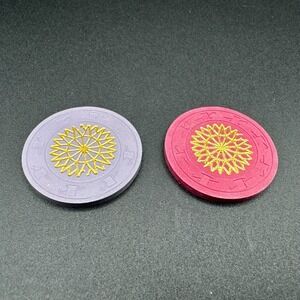 Paulson Top Hat Cane Purple Rose Starburst Hot Stamped Poker Casino Chips